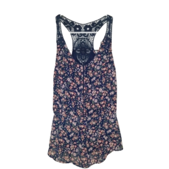 LC Lauren Conrad Tops - Lauren Conrad | Floral Tank Top Crochet Back | Xs
